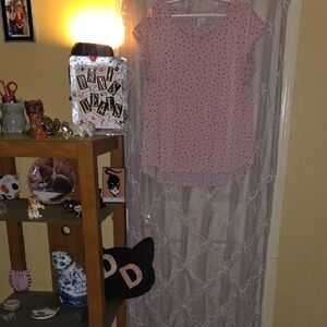 Elle Pink Blush Top with Black Polka Dots